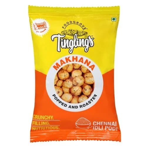 Tinglings Popped & Roasted Makhana - Chennai Idli Podi (Pack of 8, 22g each)