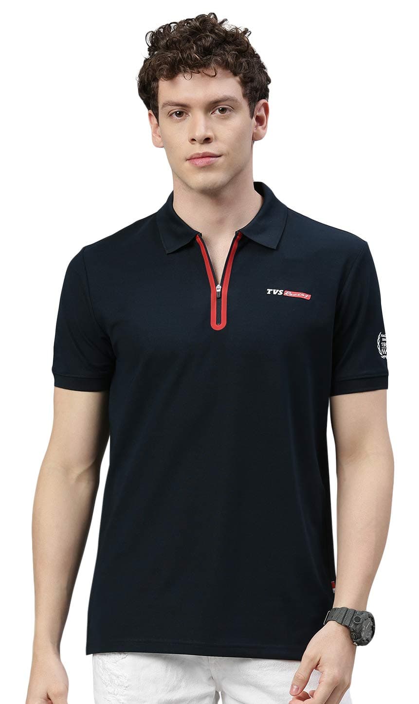 TVS Racing Polo Tshirt Polyester Blue White