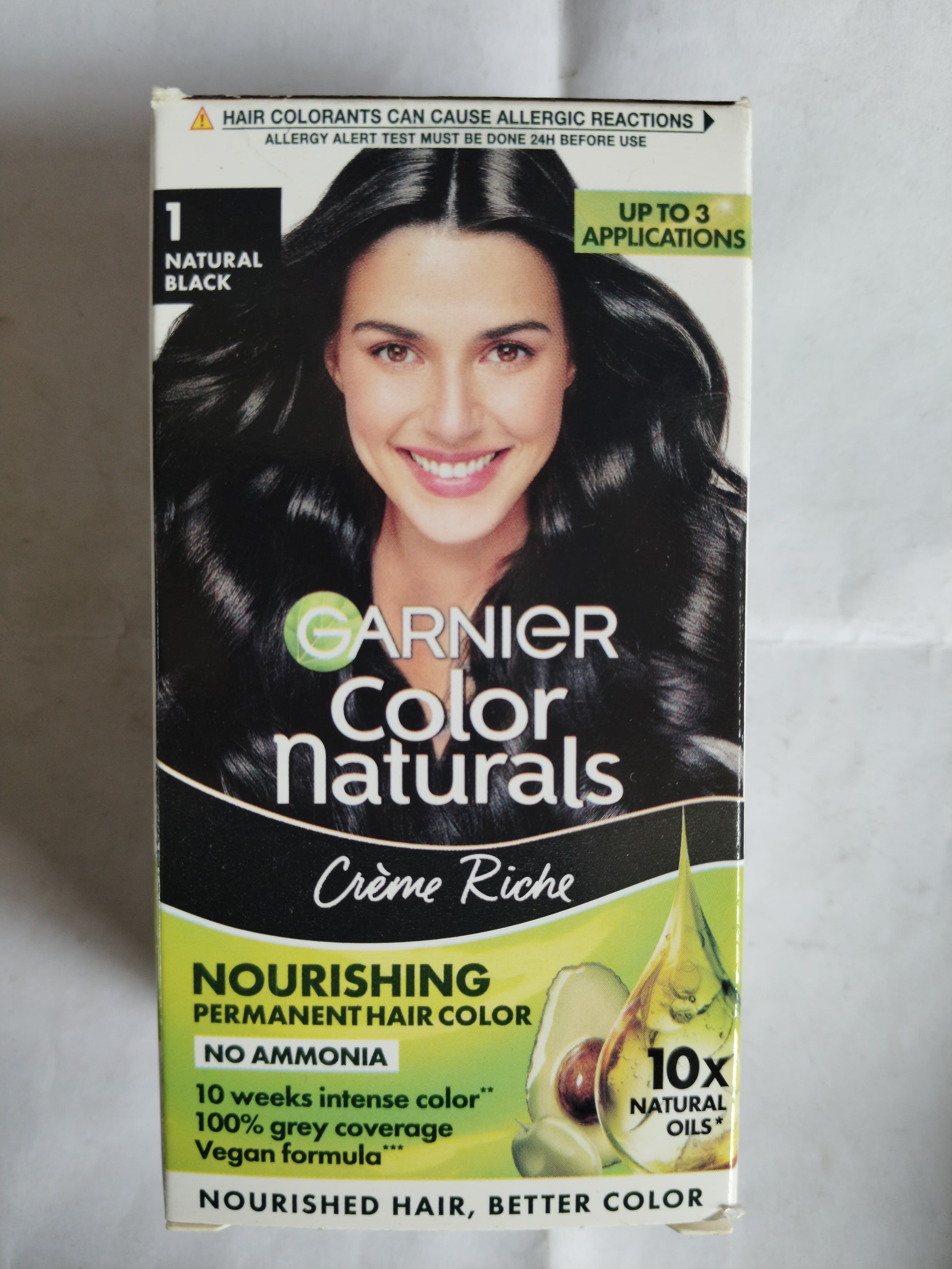 Garnier Color Naturals Creme riche Nourishing Permanent hair color No ammonia 1 natural black 35ml+30g