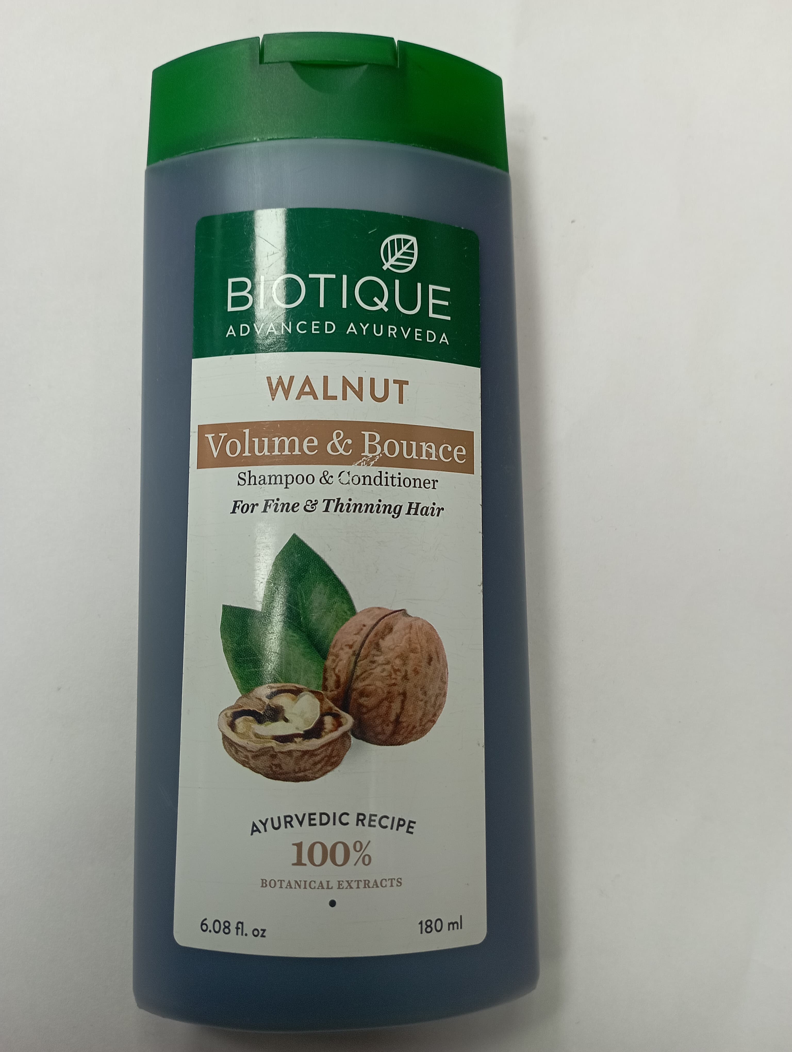 Biotique Advanced ayurveda Walnut Volume & bounce Shampoo & conditioner For fine & thinning hair Ayurvedic recipe 100% Botanical extracts 180 ml