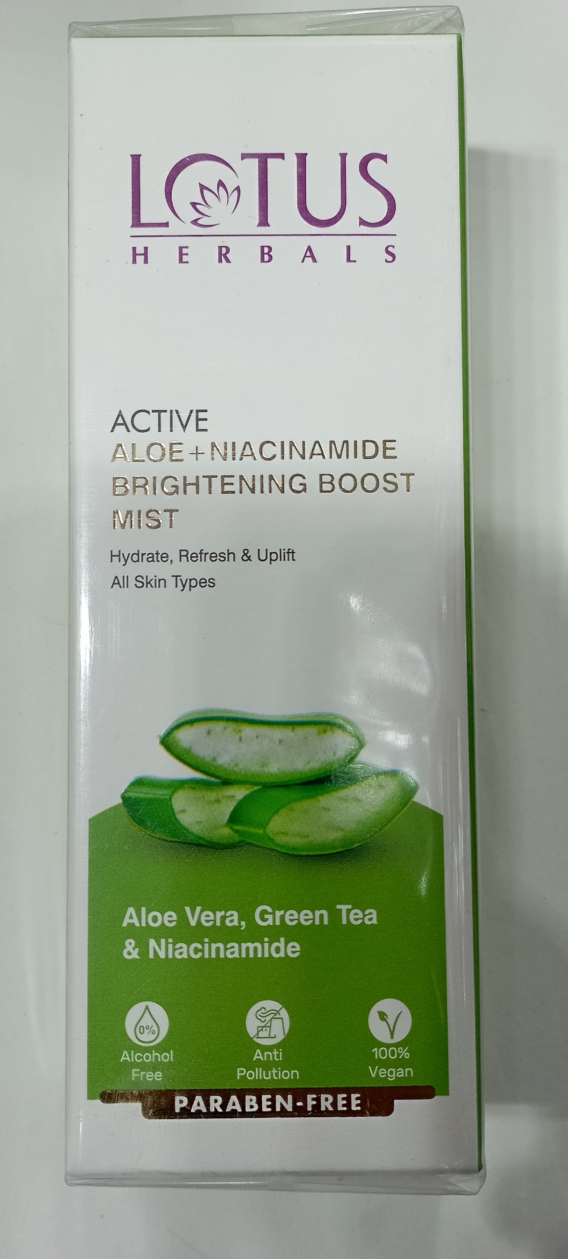 Lotus herbals active aloe + niacinamide brightening boost mist aloe vera green tea & niacinamide 50 ml