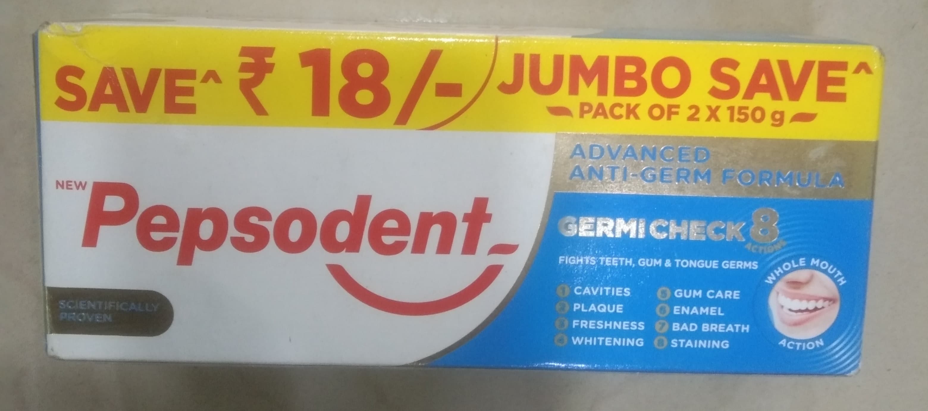 Pepsodent germicheck toothpaste 2*150g