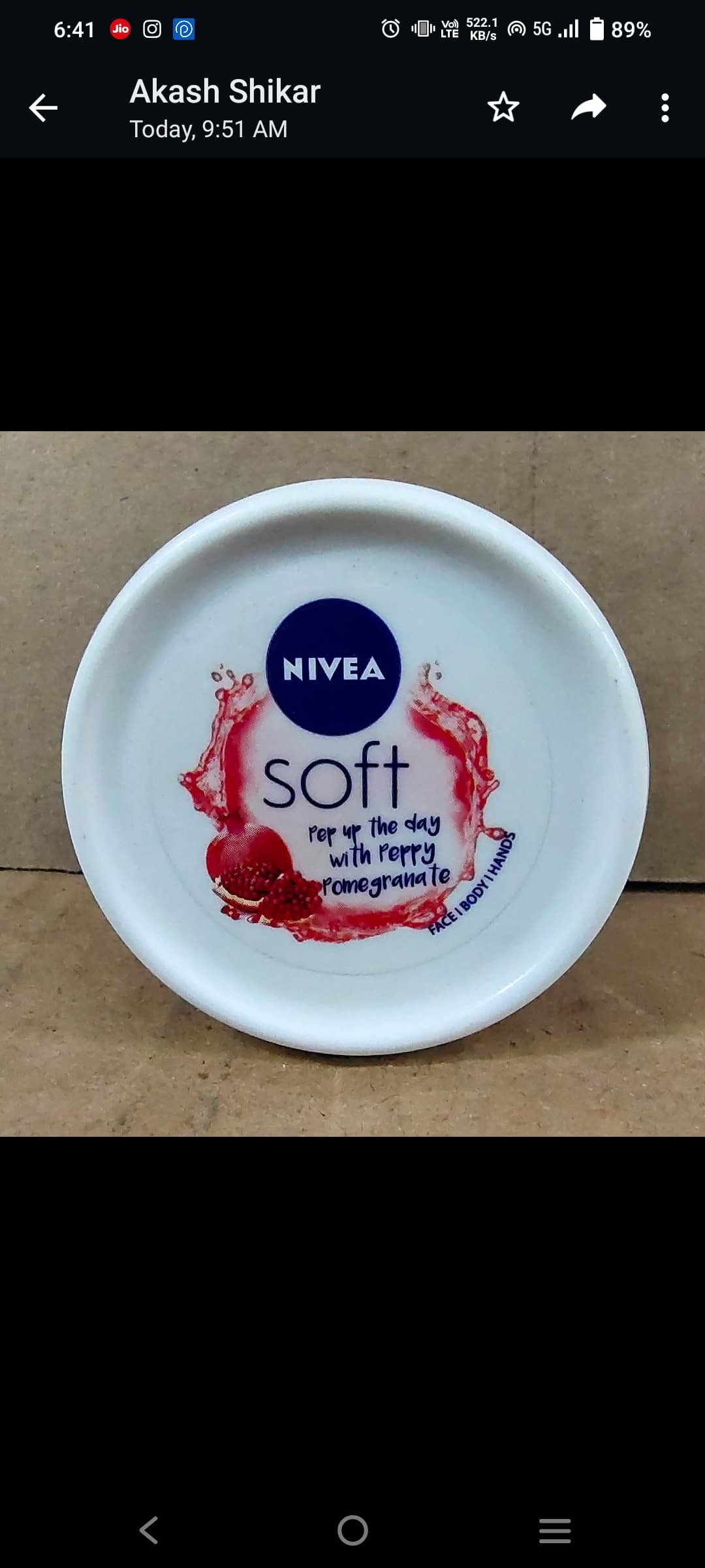 Nivea soft pomegranate cream