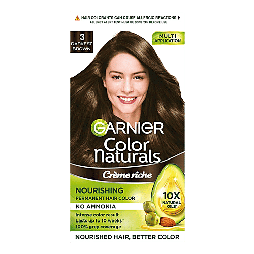 Garnier Color Naturals CrÃ¨me Hair Colour, 70 ml + 60 g Shade 3, Darkest Brown