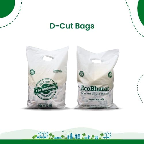 Biodegradable and Compostable D-cut Carry Bags|10x15 (130pieces)|Shooping Bags, Carry Bags, Grocery Bags|
