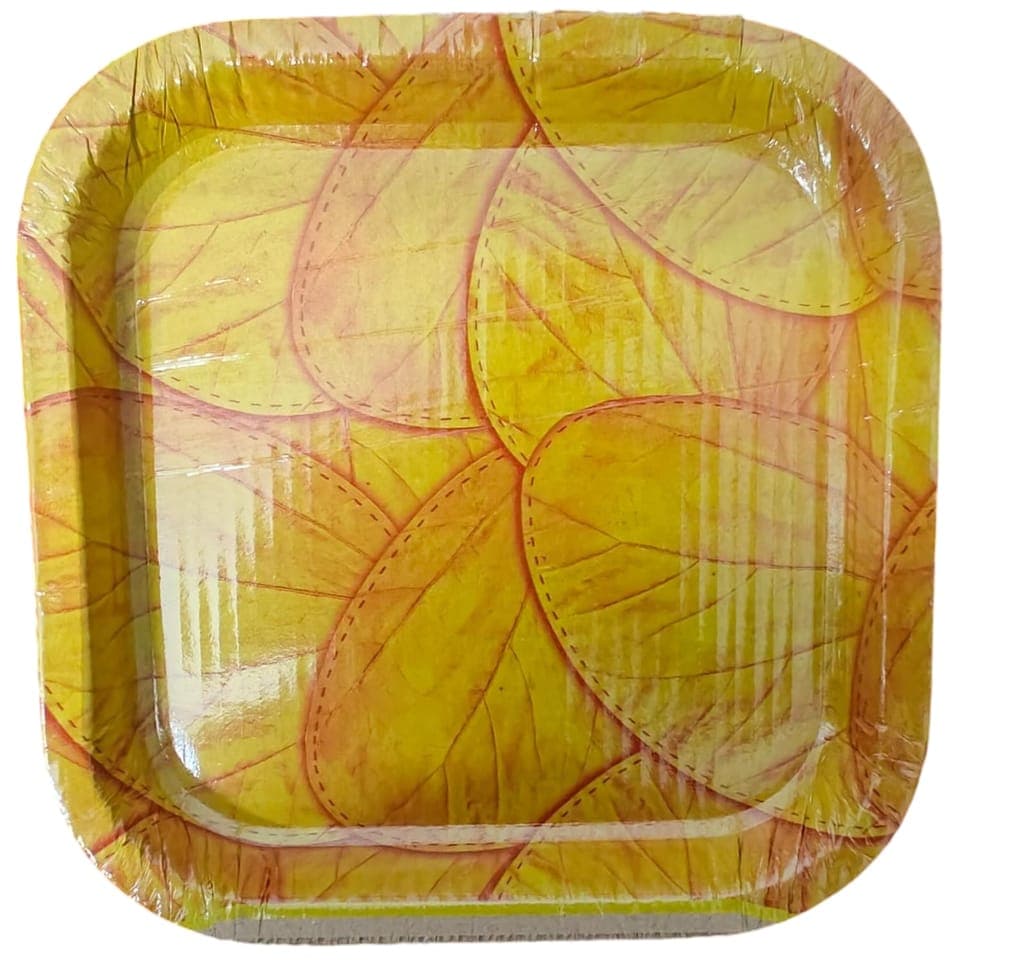 10" Square Paper Plates - 20 Count - Leaf Design - Disposable Plates for Parties