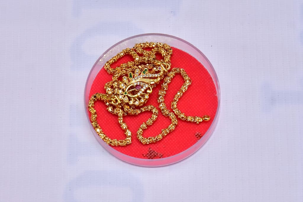 22K Gold Plated Traditional South Indian Temple Jewellery Necklace Set for Women