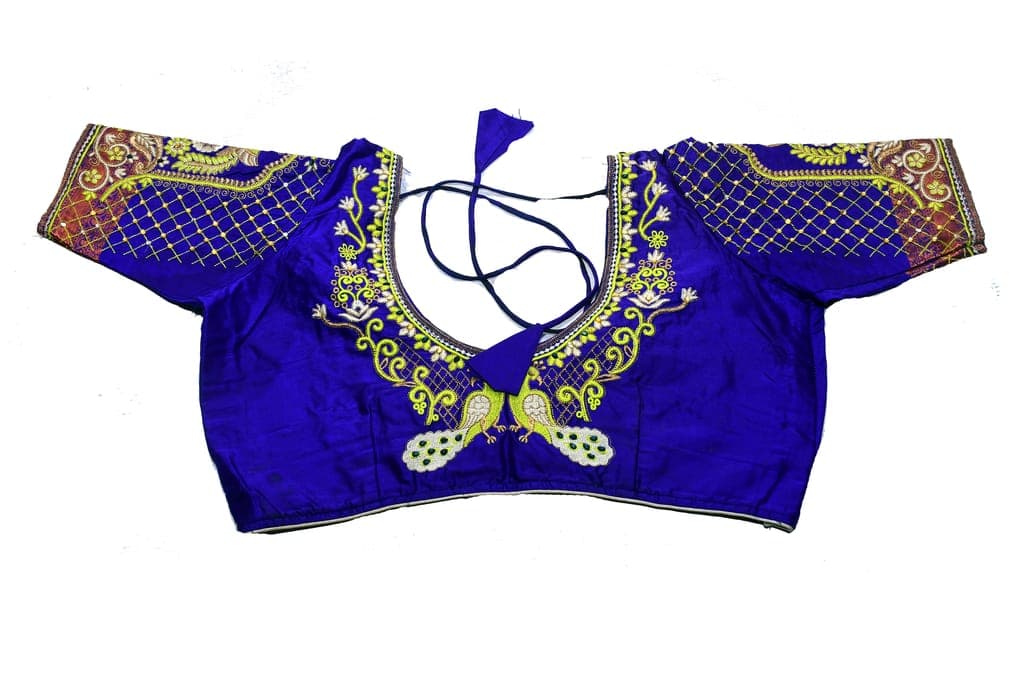 🦚 Blue Peacock Embroidered Blouse
