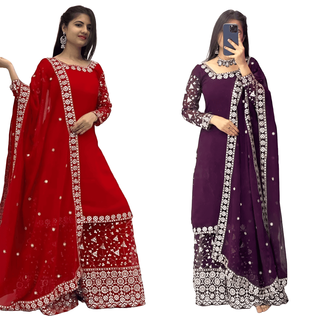 Red Purple Palazzo Suit Set Ready to wear indian salwar kameez Dupatta for women anarkali designer pakistani dresses Festival 3 piece