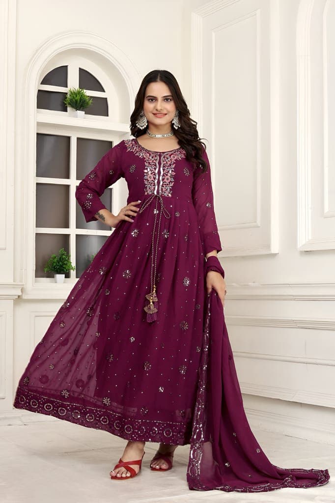Black Purple Ready to wear indian salwar kameez Dupatta for women anarkali designer pakistani dresses Festival 3 piece