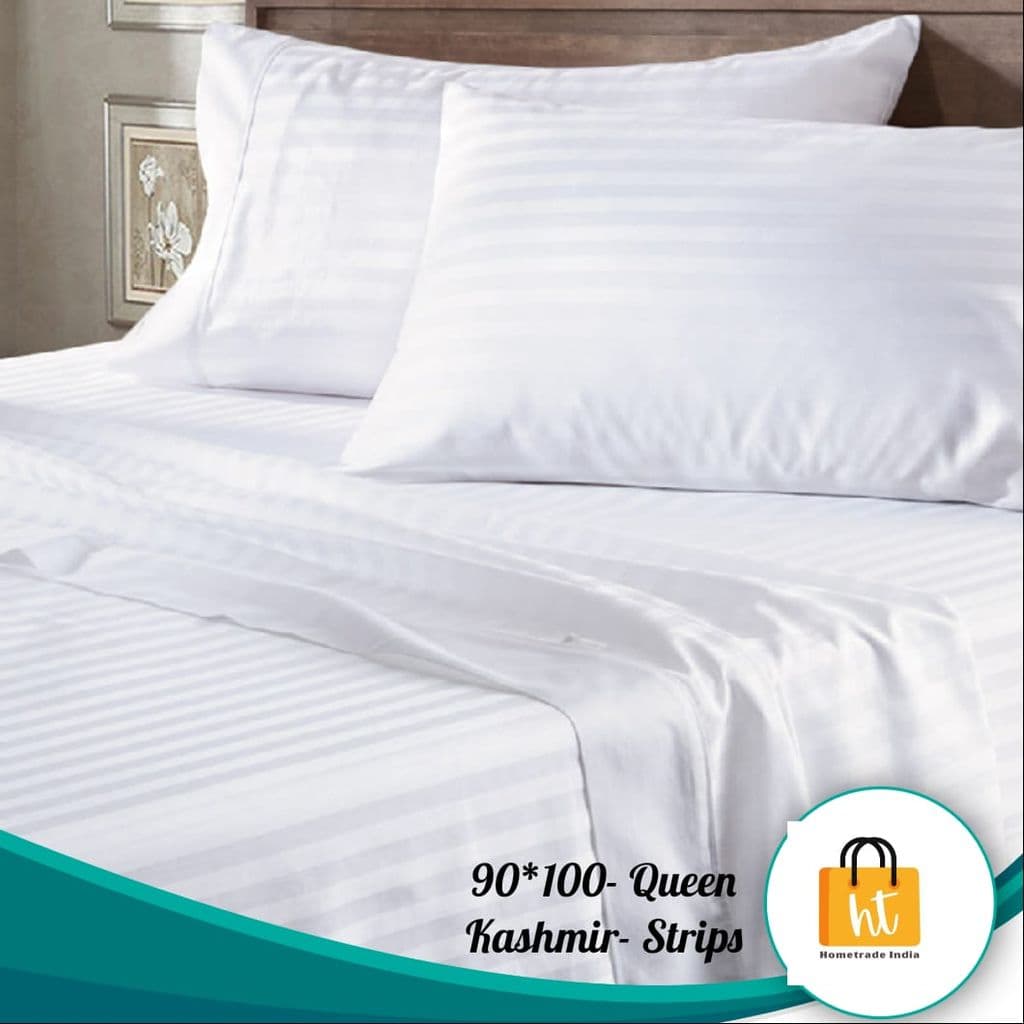 3001-Hometrade India-Standard King Size (90*108 Inches)-Pure Cotton Jaipuri Double Bedsheet With Matching Pillow Cover