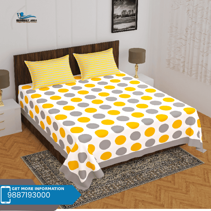 3001-Hometrade India-Standard King Size (90*108 Inches) Double Bedsheet With 2 Pillow Cover-RJ-14-Jaipur lining-3245