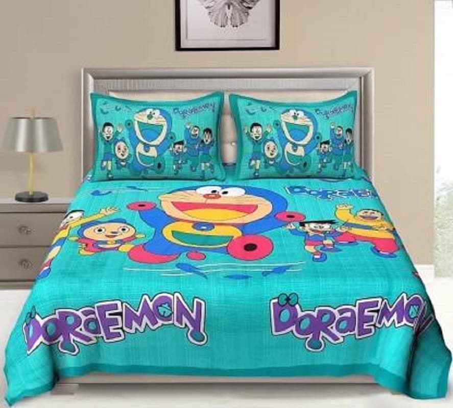 2001-Hometrade India-Standard King Size (90*108 Inches) Double Bedsheet With 2 Pillow Cover-RJ-14-Jaipur lining-3382