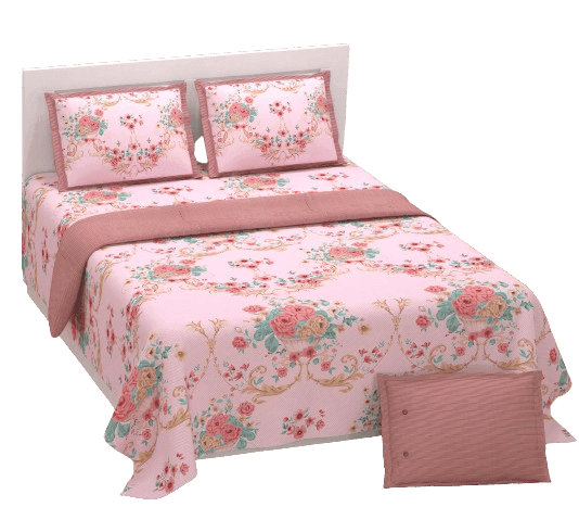 3001-Hometrade India-Standard King Size (90*108 Inches) Double Bedsheet With 2 Pillow Cover-RJ-14-Jaipur lining-3458