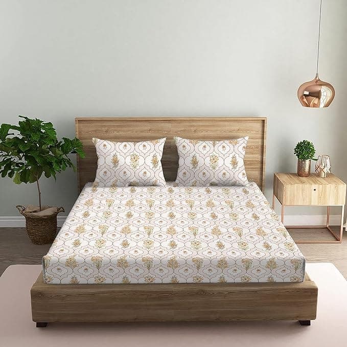 Floral Printed Cotton Bedsheet with 2 Pillow Covers