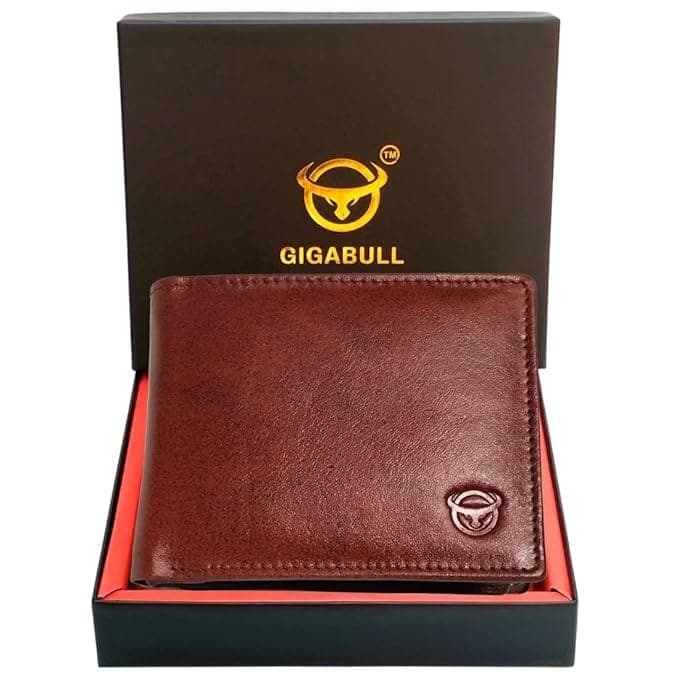 Brown Leather Bifold Wallet with Coin Pocket
