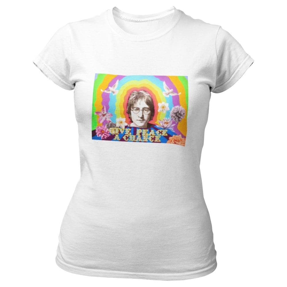 EqualLife Pure Cotton Bio-Washed T-Shirt Chest Printed-Tribute to John Lennon-Rock Music Legends-7-by ZingerTees-Women-EL9120354-F