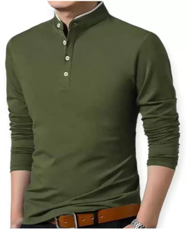 Men Solid Round Neck Cotton Blend Green T-Shirt