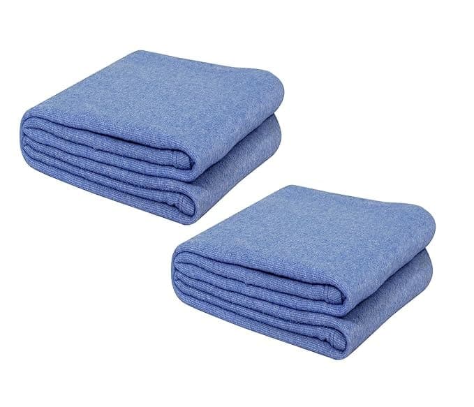 Dream Living Woolen Blanket Warm and Super Soft Single Bed Blankets for All Season  (Blue, Pack of 2)