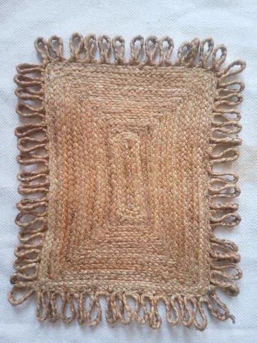 Handwoven Natural Jute Rug with Fringe Border - Eco-Friendly and Durable Doormat for Home Decor (pack of 4)