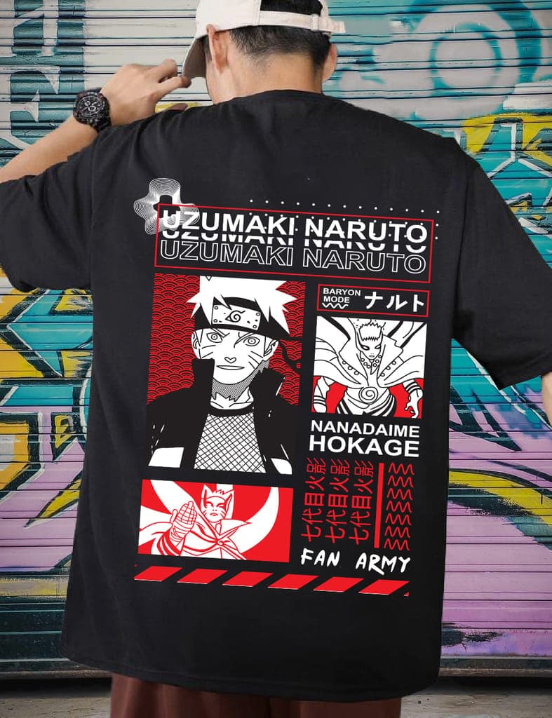 SCOTT FINCHER Men's Naruto Uzumaki T-Shirt, Men's Anime Shirt, Naruto T-Shirt, Uzumaki Naruto T-Shirt, Baryon Mode T-Shirt, Nanadaime Hokage T-Shirt, Naruto Fan Army T-Shirt : AA(ARN)BLACK_151