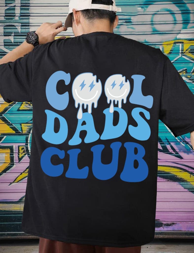 SCOTT FINCHER Men's Black T-Shirt with "Cool Dads Club" Design : AA(ARN)BLACK_260