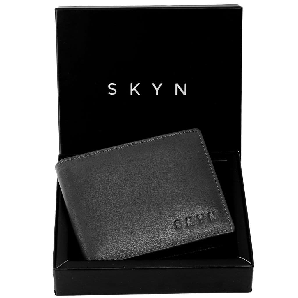 SKYN Genuine Leather Wallet for Men – Slim Minimalist Bifold RFID Blocking Wallet with Multiple Card Slots, Cash Compartment & Gift Box