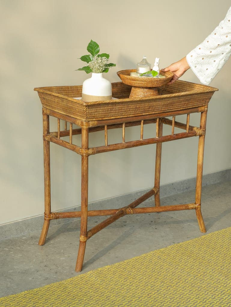 RATTAN CONSOLE TABLE