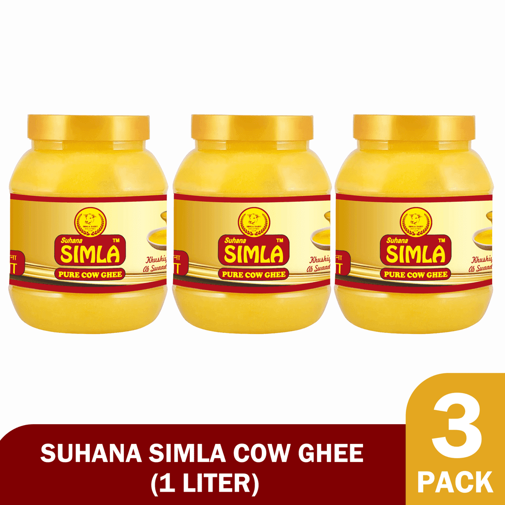 Suhana Simla Pure Cow Ghee, 1 Liter (Pack of 3)