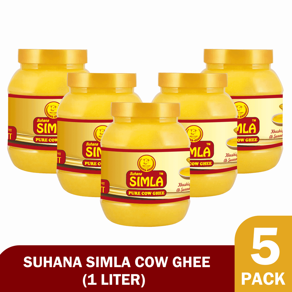 Suhana Simla Pure Cow Ghee 1 Litre Jar (Pack of 5)