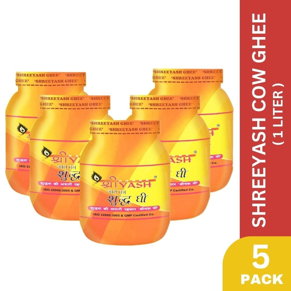Shreeyash Pure Cow Ghee 1 Liter Jar (Pack of 5)