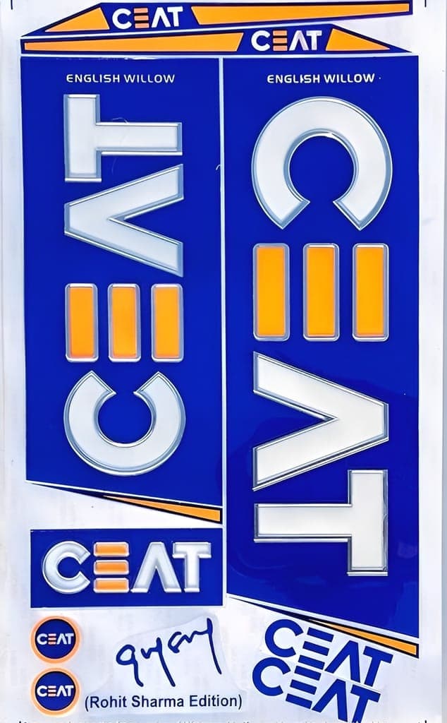 VR3 INTERNATIONAL | 3D CEAT ROHIT SHARMA Edition | English Willow | Embossed Cricket Bat Sticker | Blue