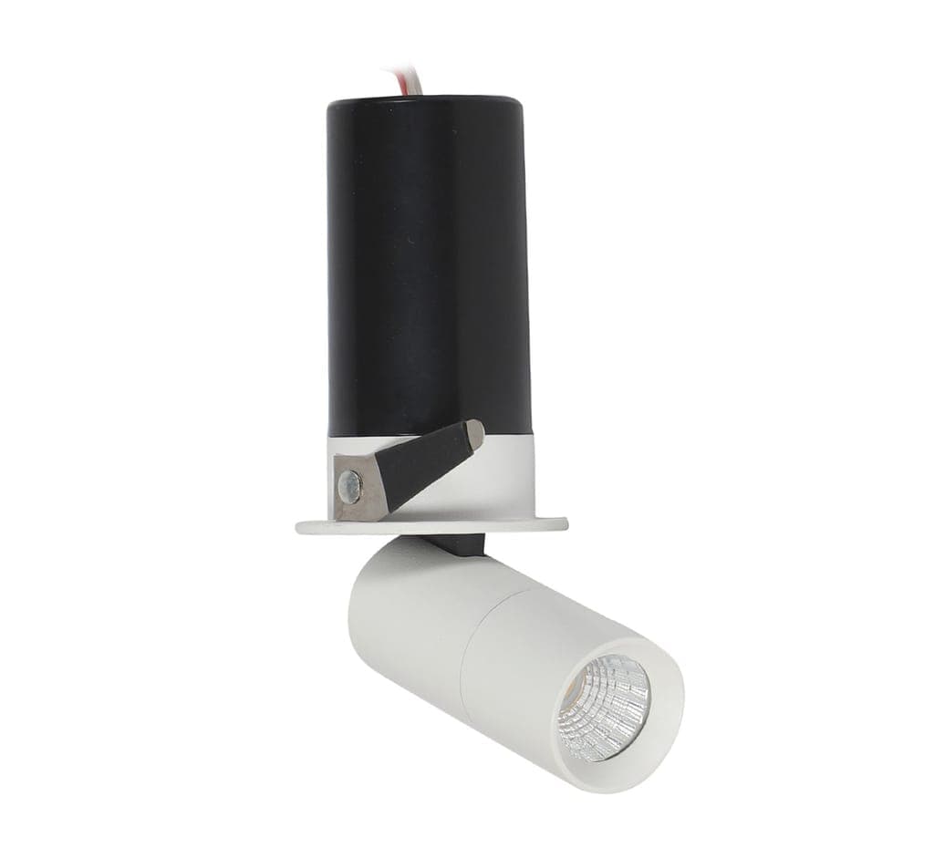 Pop out/ Zoom out recessed 360 degree adjustable COB Light | 5watt | 3000k (warm white) | Body Color - White | Indoor used for Painting, Photo-Frames or Wall High-Lighting purpose