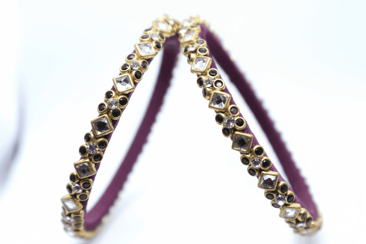 Traditional Gold-Toned Stone Studded Bangles Set for Women & Girls