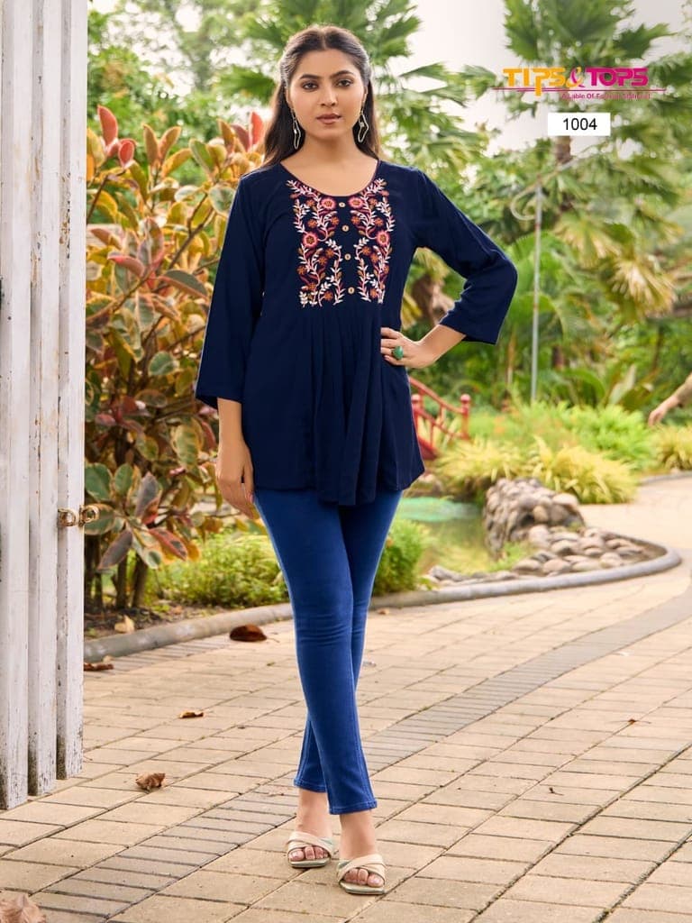 Rayon Wrinkle with Heavy Embroidery | 3/4th Sleeves