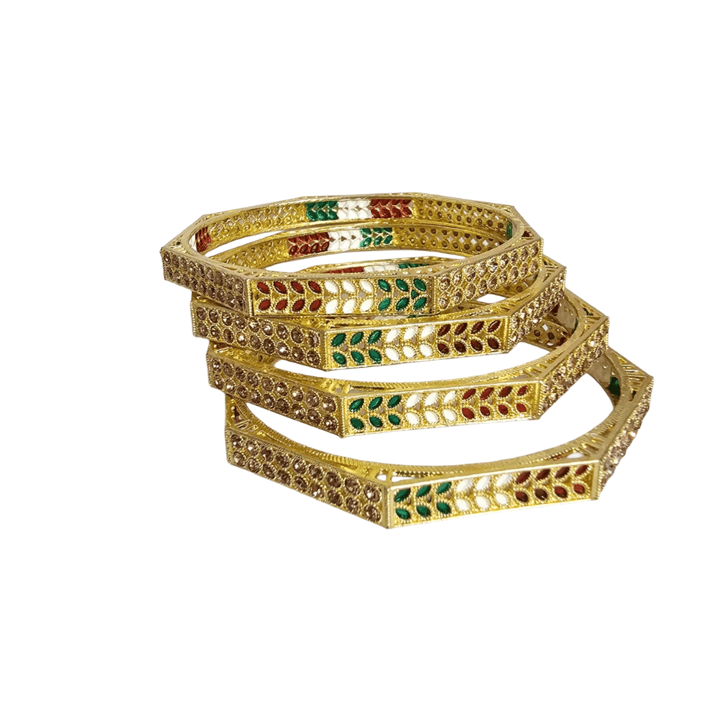Gold-Plated Meenakari Bangle Set