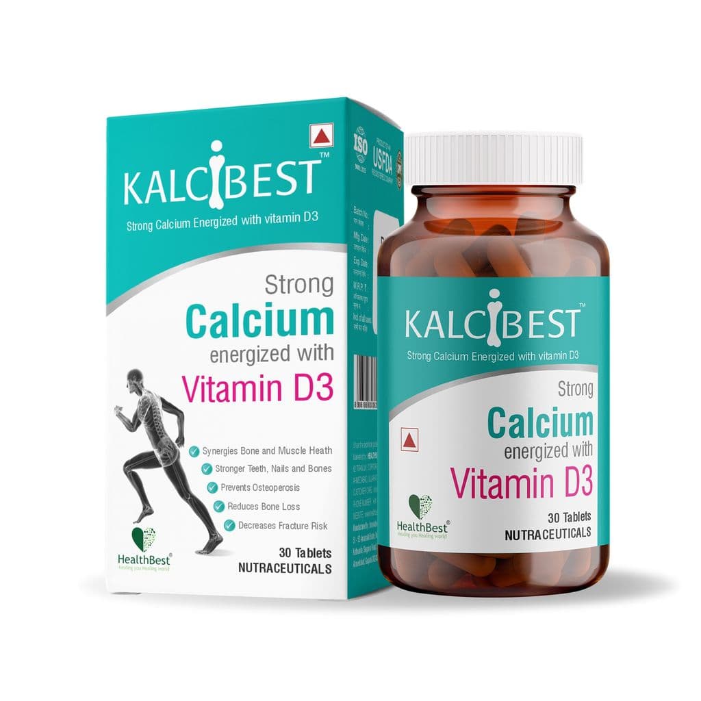 HealthBest Calcium Tablets For Men & Women - 30 Supplement with Zinc, Magnesium, Vitamin D3 - Promotes Joint Muscle & Strengthen Bone Health