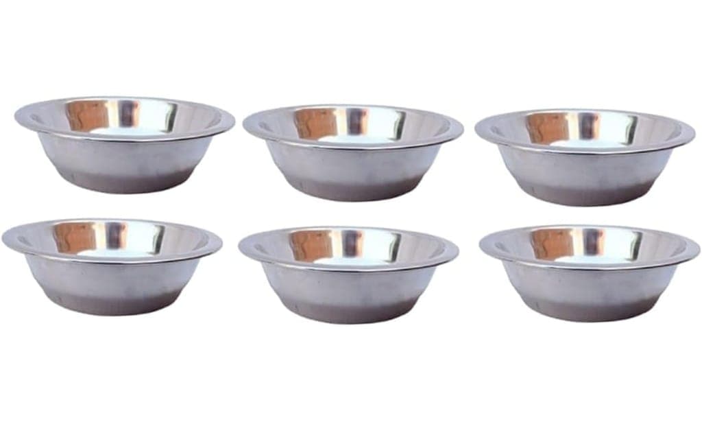 Mii Art Stainless Steel small Size Bowl/Wati/Katori with Mirror Finish –14 cm Dia, set of 6pc, 150 ML Each, Silver