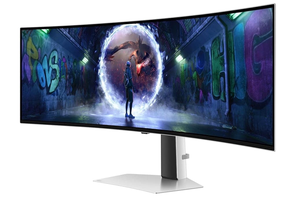 Samsung 49" (124.4cm) Odyssey OLED G9 Curved Gaming Monitor|Dual QHD 5120 x 1440|240Hz|0.03ms|DCI 99%|OLED Safeguard|FreeSync Premium Pro|G-Sync|Quantum Dot|HDR10+ Gaming|HAS|LS49DG930SWXXL|Silver