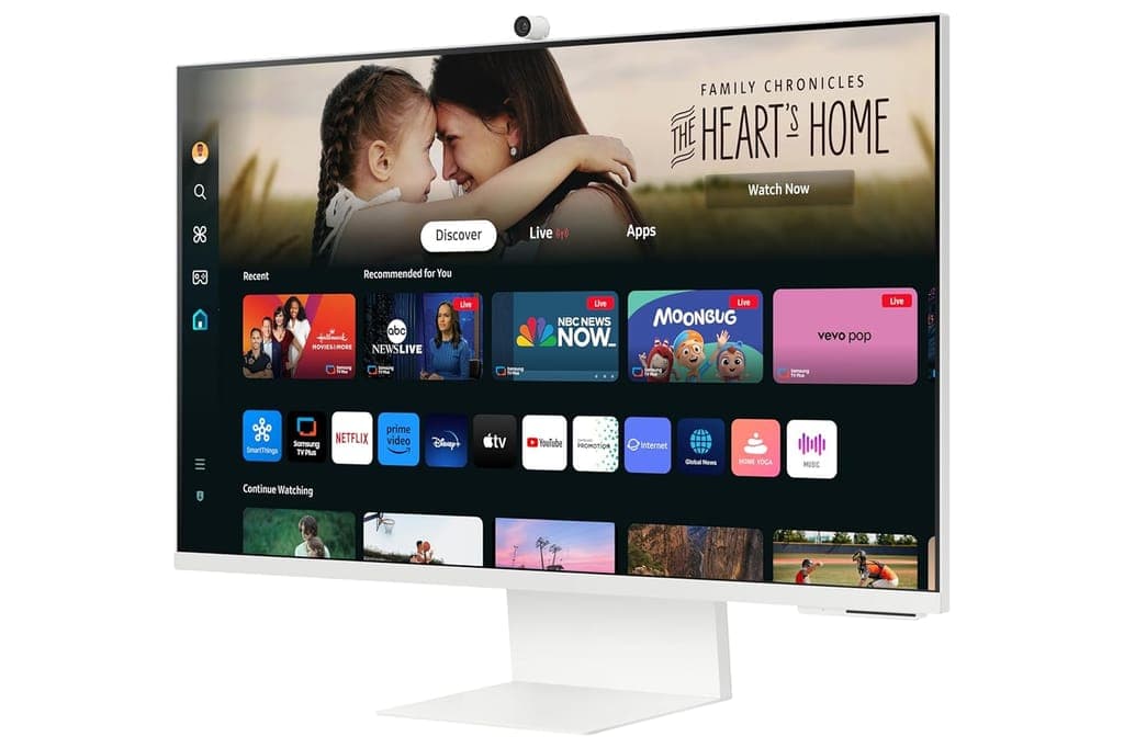Samsung 32" (80cm) M8 4K Smart Monitor with Slim Fit Camera|UHD 3840x2160|Type-C 65W|4K AI Upscaling|OTT Apps|Office 365|Speakers|Solar Remote|Wi-Fi|Bluetooth|HAS Pivot Stand|LS32DM801UWXXL|White