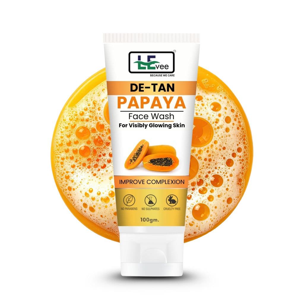 LEvee De-Tan Papaya Face Wash | Skin Brightening Tan Removal Cleanser with Papain Enzymes | For Glowing Skin & Dark Spot Correction | 100ml