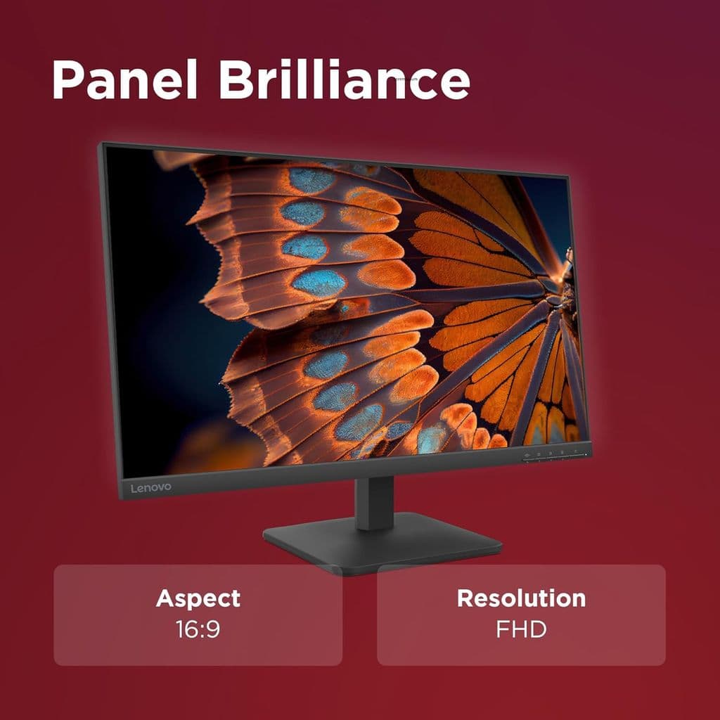 Lenovo L27-4e | 27" (68.58cm) FHD IPS 100Hz Ultraslim Monitor | 4ms, 99% sRGB, 1x HDMI 1.4, 1x VGA| Tilt | Black | 68CDKAC1IN