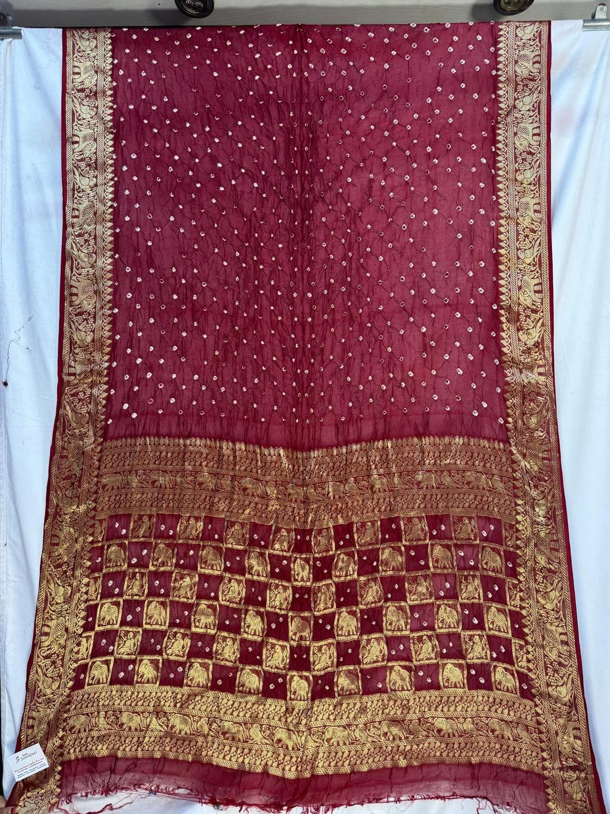 kala-sanskruti-all-over-maroon-color-art-silk-bandhani-saree-6.5m-with-blouse-piece-elegant-traditional-wear-bridal-unique-saree-for-women1