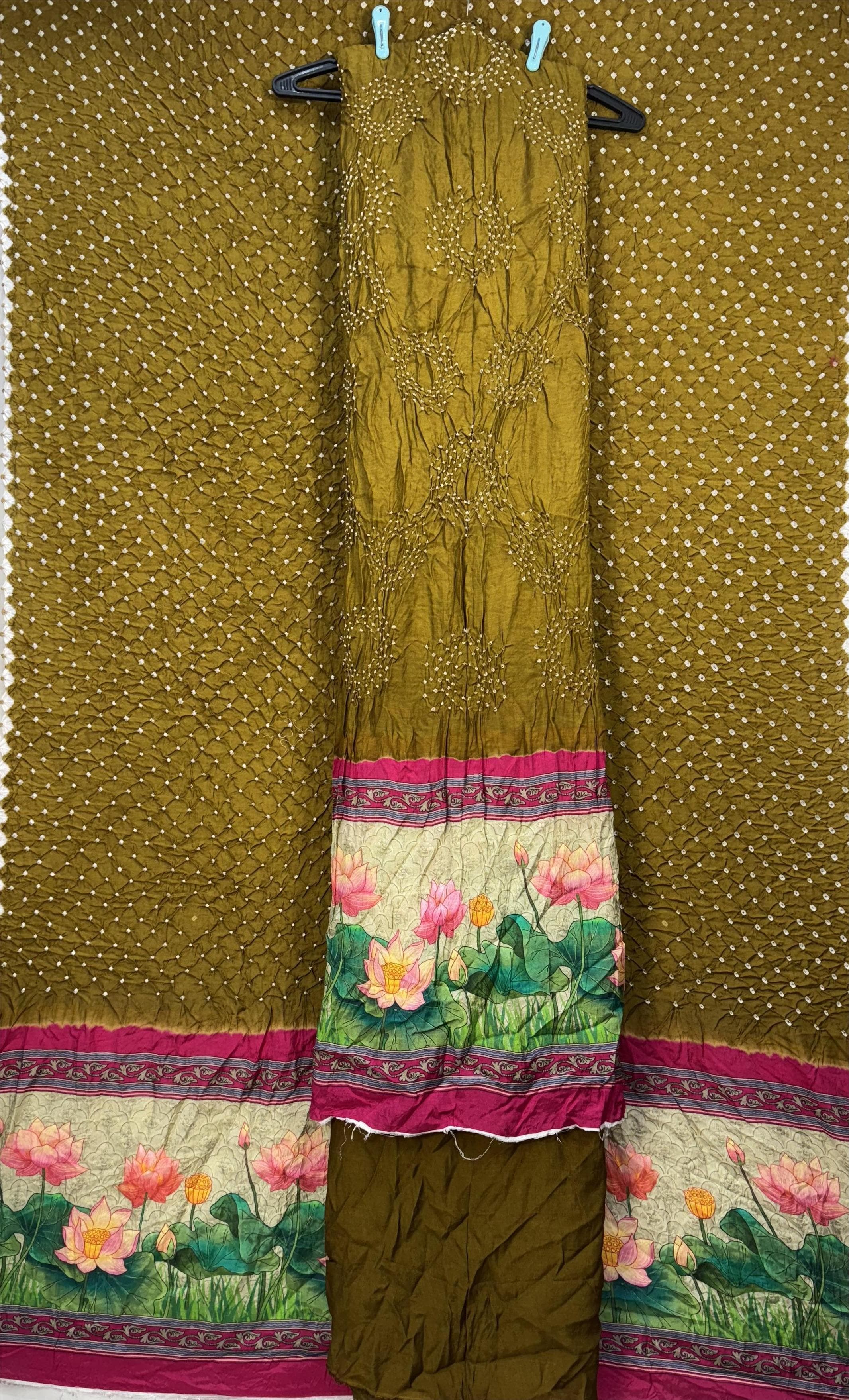 kala-sanskruti-all-over-light-mehndi-color-art-silk-bandhani-dress-2.5-m-each-piece-elegant-traditional-wear-art-silk-dress-for-women1