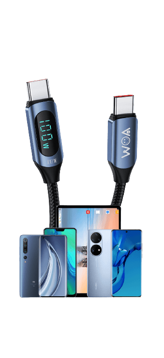walk-on-air-fast-charging-type-c-led-display-cable-|usb-c-to-usb-c-|5a-pd-100w-480mbps-data-sync-nylon-braided-cable-1m-length-(blue-color)-for-mobile-phones,-laptops,-tablets,-and-more1