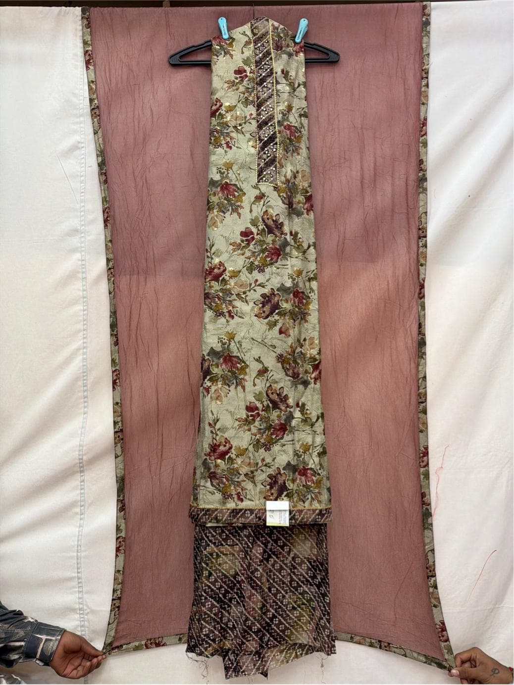 kala-sanskruti-all-over-light-kakach-color-heavy-cotton-satin-bandhani-dress-2.5-m-(each-piece)-elegant-traditional-wear-dress-material-for-women1