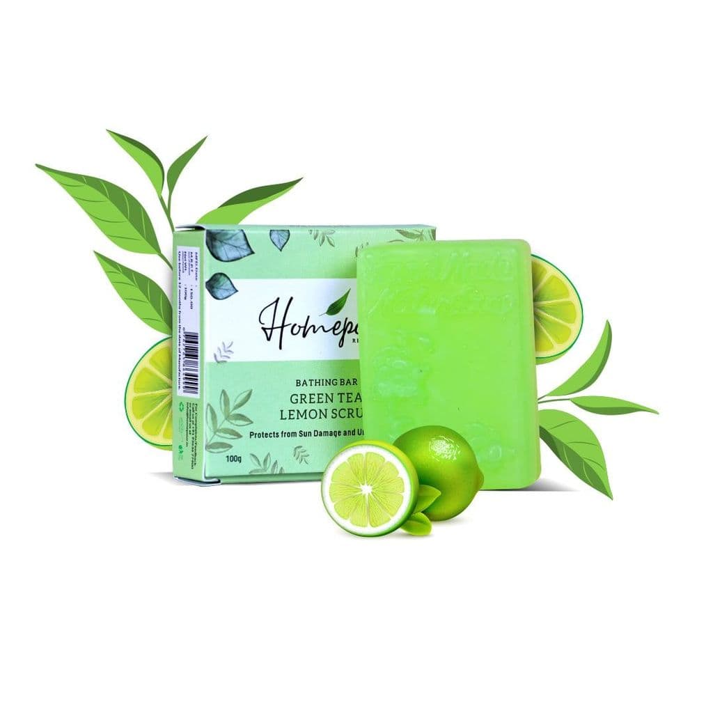 homepour,-green-tea-&-lemon-scrub-soap---protects-from-sun-damage-&-unclogs-pores,-100g---handmade-soap1