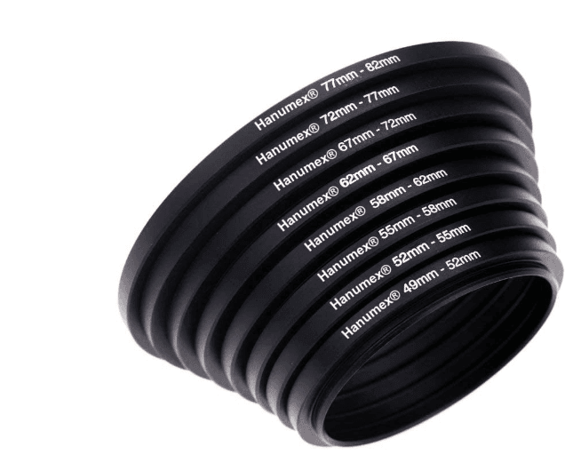 hanumex®-camera-lens-step-up-filter-adapter-rings-kit--49mm-to-82mm,-metal-step-up-rings-set-best-for-photographer/filmmaker-with-anodized-aluminum-threaded-black-frame-for-all-available-lens-sizes.1