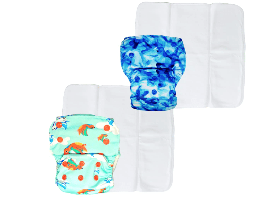 kindermum-birdie-and-aqua-nano-lite-cloth-diaper-with-quick-dry-organic-cotton-insert,-daytime-reuseable-diaper-fits-0-4-years-baby---pack-of-2-(birdie-aqua-nano)1