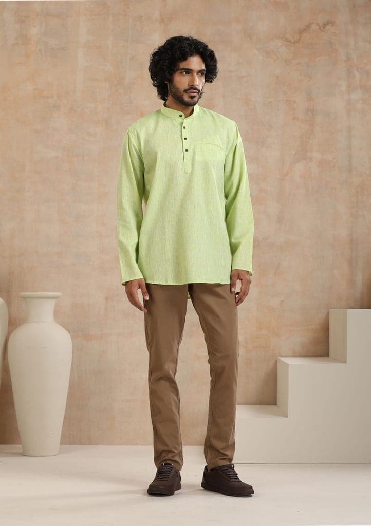 poly-cotton-solid-men's-short-kurta---green1